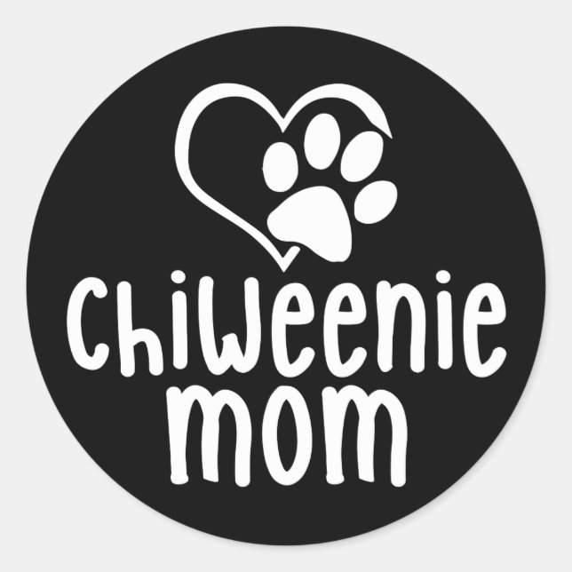 Adesivo Chiweenie Mãe Puppy Heart Paw Love (Frente)