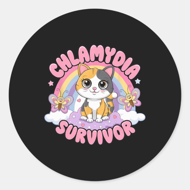 Adesivo Chlamydia Sobrevivente Cat Meme Camisas Engraçadas (Frente)