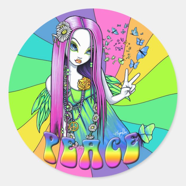 Adesivo "Chloe" Rainbow Peace Hippie Fairy Sticker (Frente)