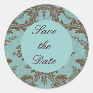 Adesivo Chocolate Aquamarinha Damask Save the Date