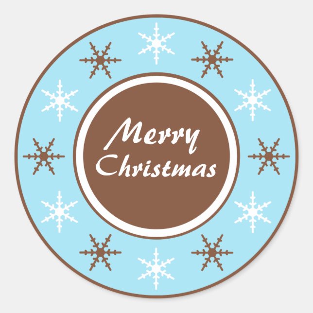 Adesivo Chocolate Castanho e Azul Vinhetas de Natal redond (Frente)