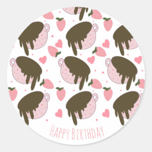 Adesivo Chocolate de Morango Bonito Derrubando Corações de