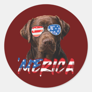 Adesivo Chocolate Labrador Americano Flag Lab Dog Lover