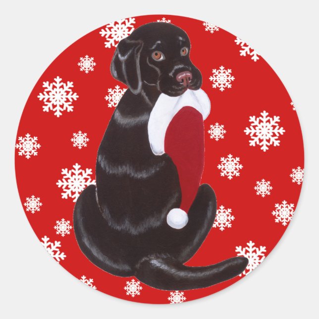 Adesivo Chocolate Labrador com floco de neve Santa Hat (Frente)