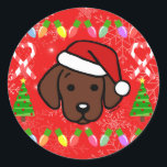 Adesivo Chocolate Labrador Puppy Padrão de Natal<br><div class="desc">Papais noeis de chocolate Labrador Puppy Puppy Padrões de Natal Padrões para Feriado de Natal! Inspirado pelo padrão tradicional de suéter de Natal Feio. Criada por Naomi Ochiai.</div>