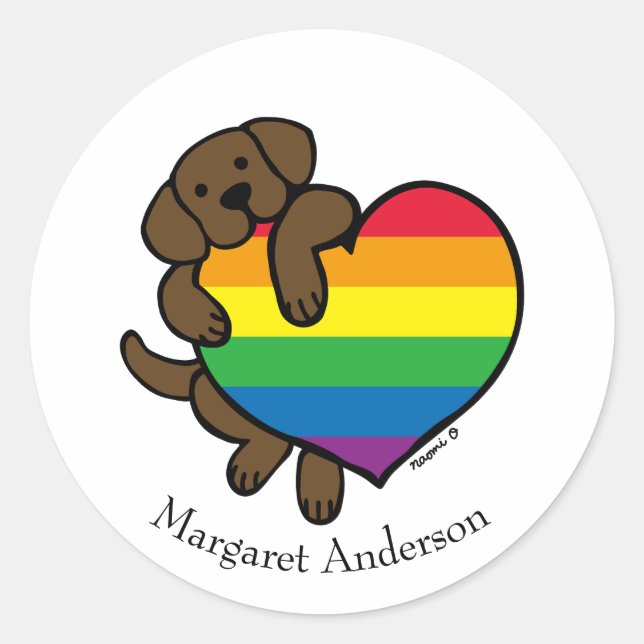 Adesivo Chocolate Labrador Rainbow Pride (Frente)