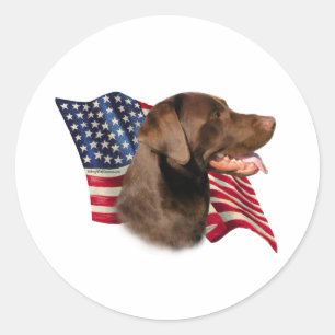 Adesivo Chocolate Labrador Retriever American Flag