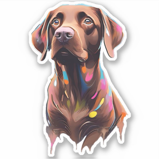 Adesivo Chocolate Labrador Retriever, "Beau" Vinil Decal, (Frente)