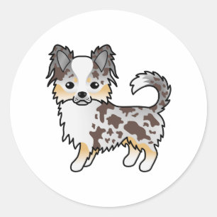 Adesivo Chocolate Merle Long Casaco Chihuahua Cartoon Dog