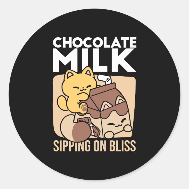 Adesivo Chocolate Milk Sipping on Bliss – Kawaii Cat Food  (Frente)