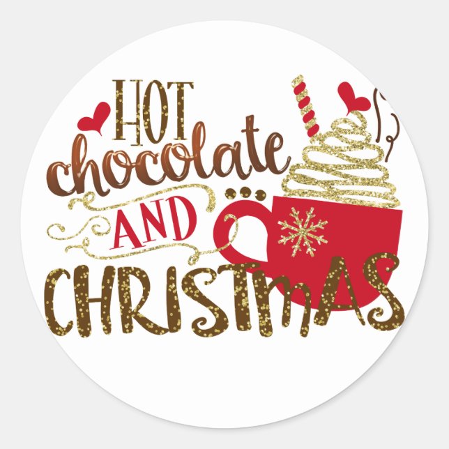 Adesivo Chocolate Quente & Brilho de Glitter de Férias de  (Frente)