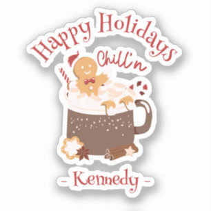 Adesivo Chocolate Quente e Pão Gingerido de Natal