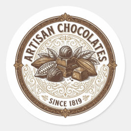 Adesivo Chocolates Artesanais Rótulo de Cacau Vintage