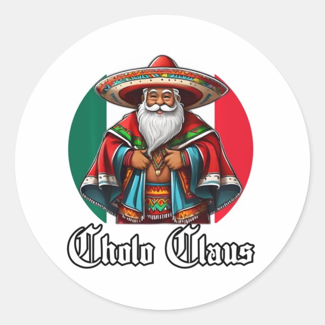 Adesivo Cholo Christmas - Cholo Claus - Engraçado Sant Mex (Frente)