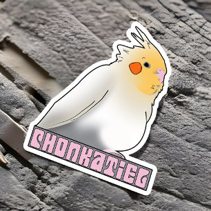 Adesivo Chonkatiel Funny Cockatiel Cute Fluffy Pudgy Bird