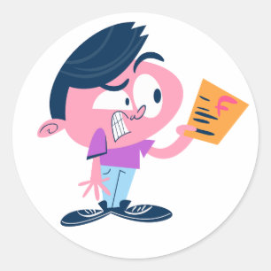Adesivo Choque de Exame de Nota F Engraçado Estudante Cart