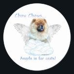 Adesivo Chow Chow Angel - Sticker<br><div class="desc">Quem é o anjo em sua vida? Você sabe que seu Chow é um anjo com pelo. Mostre o seu anjo com as nossas 'Chow Chows' - anjos em design de casaco de pelo em um chaveiro,  barba,  mouse pad,  ímã,  caneca,  t-shirt e muito mais</div>