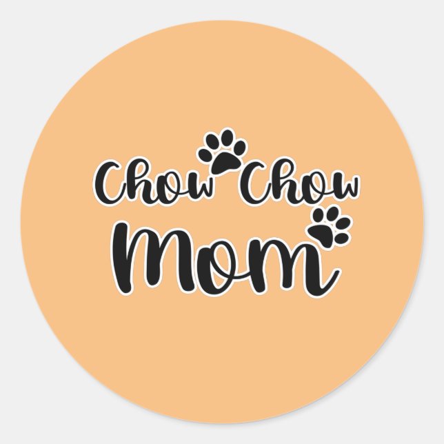 Adesivo Chow Chow Mãe Pawprint Typografia (Frente)
