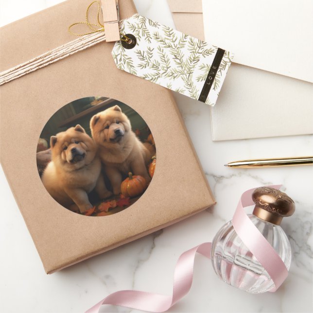 Adesivo Chow Chow Puppy Autumn Delight Pumpkin (Presentear)