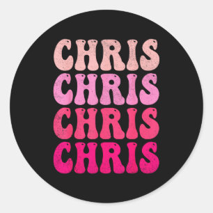 Adesivo Chris Groovy Primeiro Nome D Eu Amo Chris Camiseta