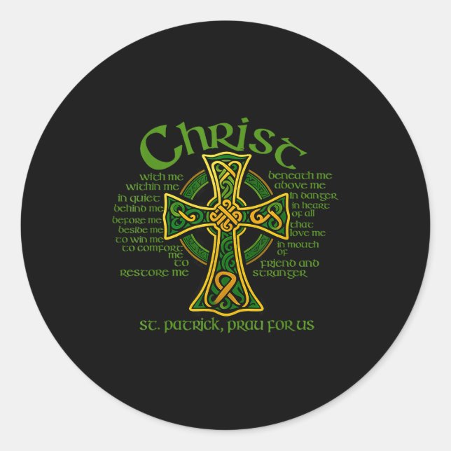 Adesivo Christ With Me Celtic Cross St. Patrick Breastplat (Frente)