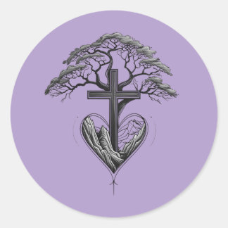 Adesivo Christian Cross Tree Mountain Heart Sticker
