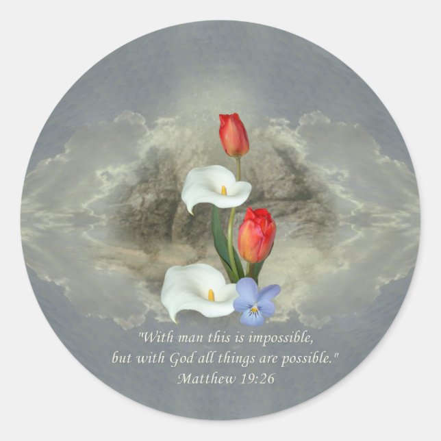 Adesivo Christian Faith Art ~ Matthew 19:26 (Frente)