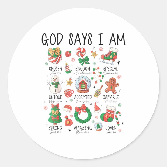 Adesivo Christian God Say I Am Christmas Jesus Faith Bible (Frente)