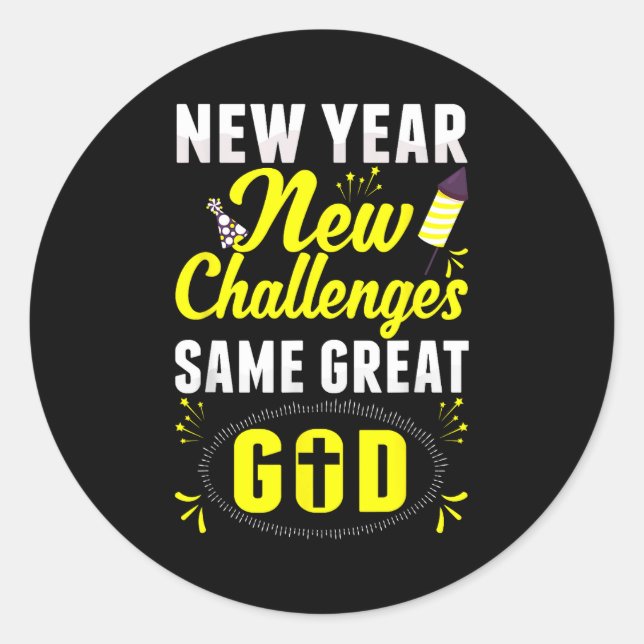 Adesivo Christian Happy New Year New Challenges Same Great (Frente)