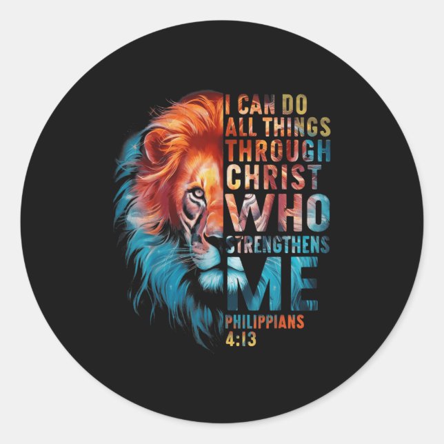 Adesivo Christian I Can Do All Thing Through Christ Lion F (Frente)