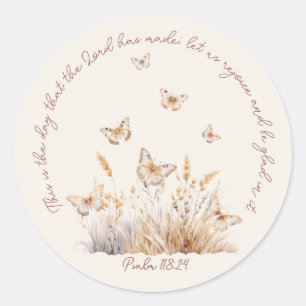 Adesivo Christian Psalm 118:24 Borboleta Boho Watercolor