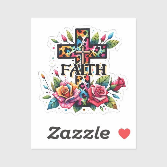 Adesivo Christian Rainbow Faith Cross (Folha)