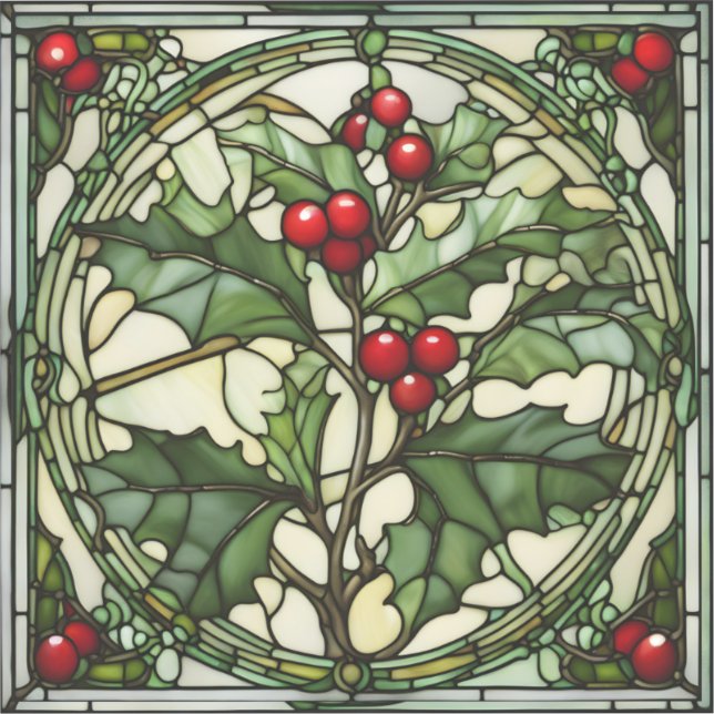 Adesivo Christimas Stainha Glass: Yule Holly Vinyl Sticker (Frente)