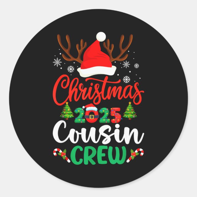Adesivo Christmas 2025 Cousin Crew Pajamas Xmas Lights Fam (Frente)