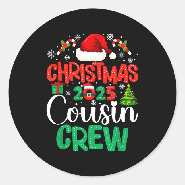 Adesivo Christmas 2025 Cousin Crew Xmas Funny Matching Fam (Frente)