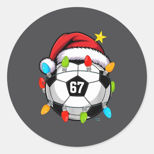 Adesivo Christmas 67 Meme Soccer Ball Santa Hat Funny Xmas (Frente)
