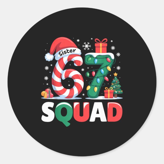 Adesivo Christmas 67 Squad Sister 6-7 Funny Matching Candy (Frente)