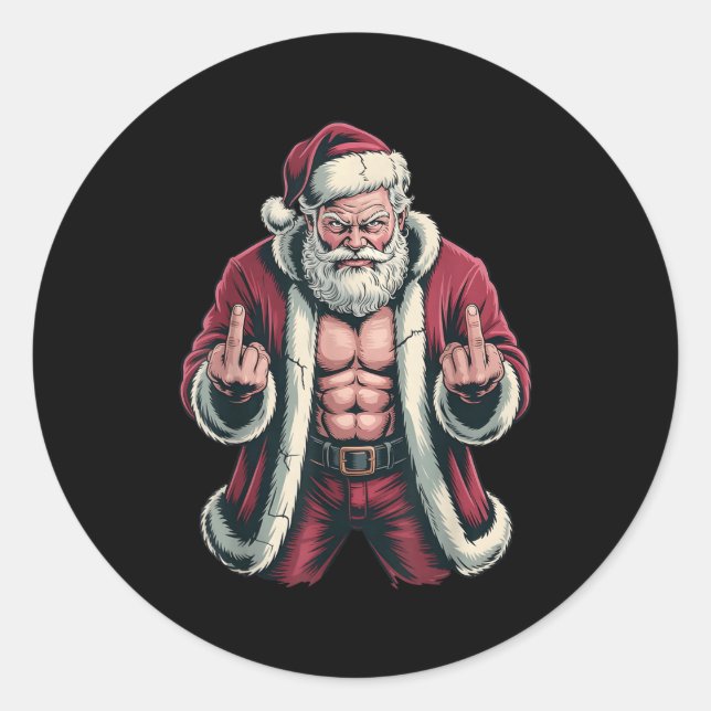 Adesivo Christmas Angry Santa Middle Finger Sarcastic Xmas (Frente)
