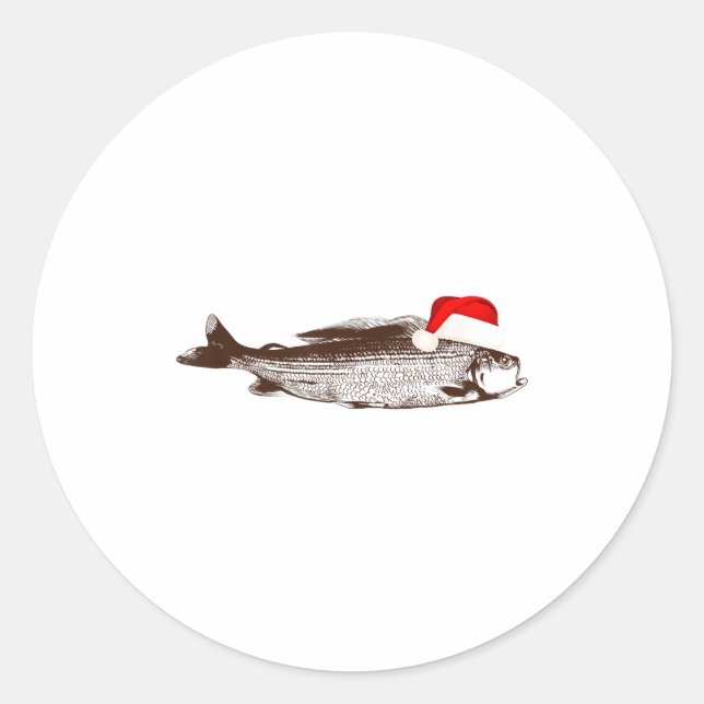 Adesivo Christmas B Fishing Wearing Santa Hat  (Frente)