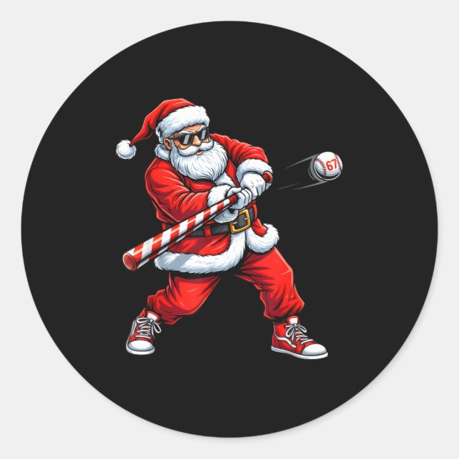 Adesivo Christmas Baseball Player Santa Funny Xmas Boys Me (Frente)