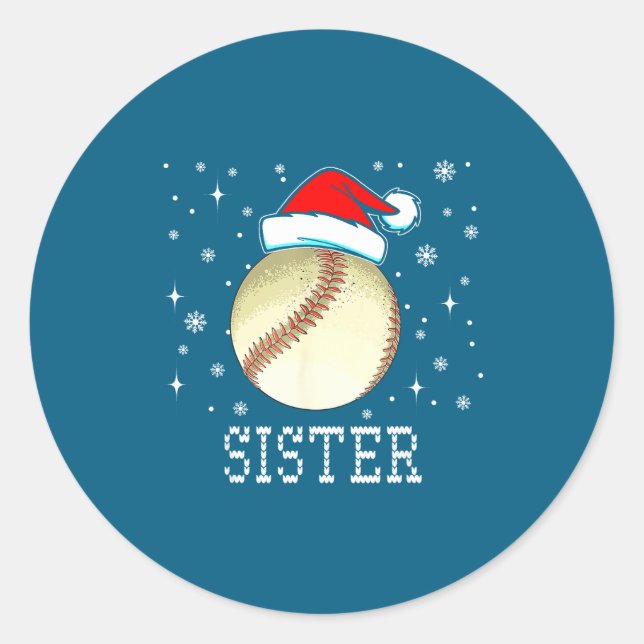 Adesivo Christmas Baseball Sister Xmas Santa Hat Kids Boys (Frente)
