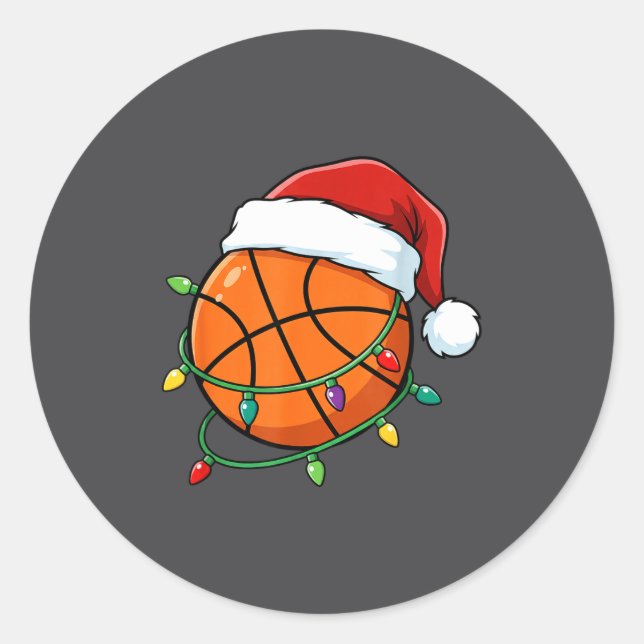 Adesivo Christmas Basketball Santa Hat Wrapped In Lights H (Frente)