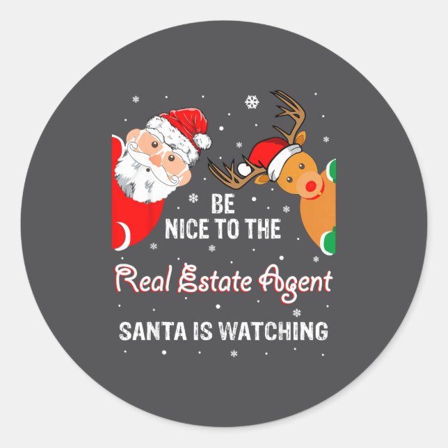 Adesivo Christmas Be Nice To The Real Estate Agent Santa  (Frente)