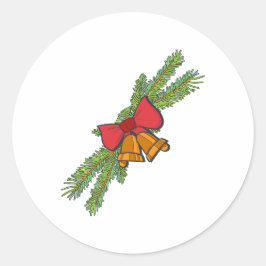 Adesivo Christmas Bell Print with Pine & red bow wall art