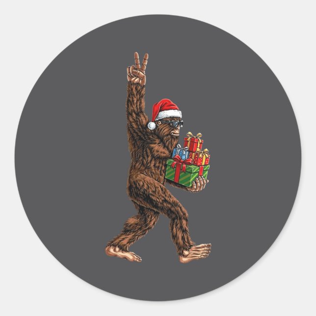 Adesivo Christmas Bigfoot Santa Hat Funny Sasquatch Big Fo (Frente)