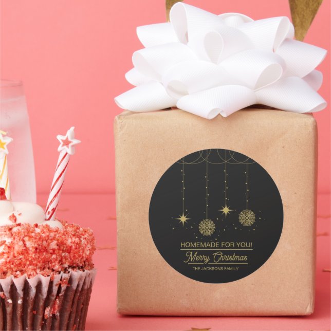 Adesivo Christmas Black and Gold Homemade For You (Festa)
