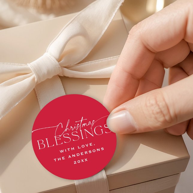 Adesivo Christmas Blessings Elegant Typography Red Holiday (Criador carregado)