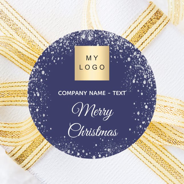 Adesivo Christmas blue silver glitter business logo (Criador carregado)