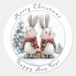 Adesivo Christmas Bunny and gift, personalized
