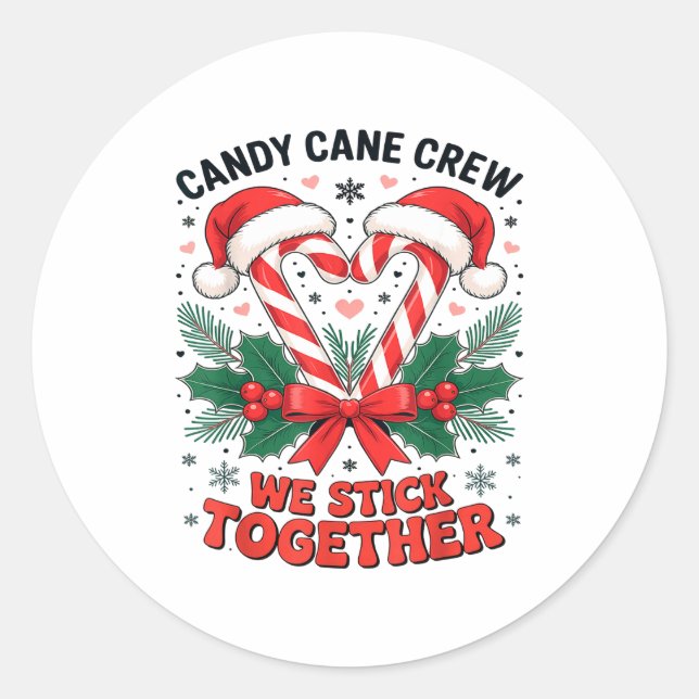 Adesivo Christmas Candy Cane Heart Holiday Family Matching (Frente)